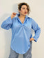 Camicia raso con drappeggio sullo scollo